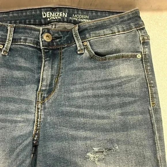 Denizen From Levi’s Modern Slim Cuffed Light Blue Wash Denim Jeans Size 6 - Picture 5 of 10